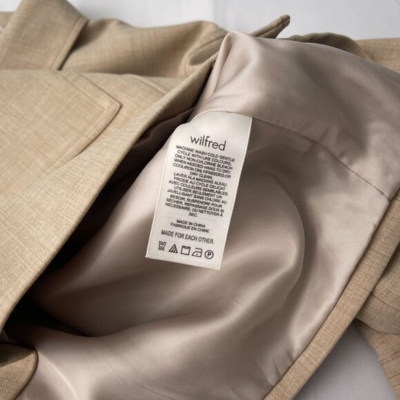 Aritzia Wilfred Little Cropped Jacket Heather Oat Beige Button Front Womens M - Picture 7 of 13